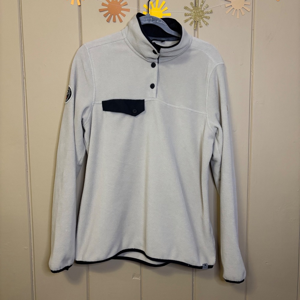 Roots 73 Fleece Pullover Snap Neck Top Cream Women's M/M Style 98156